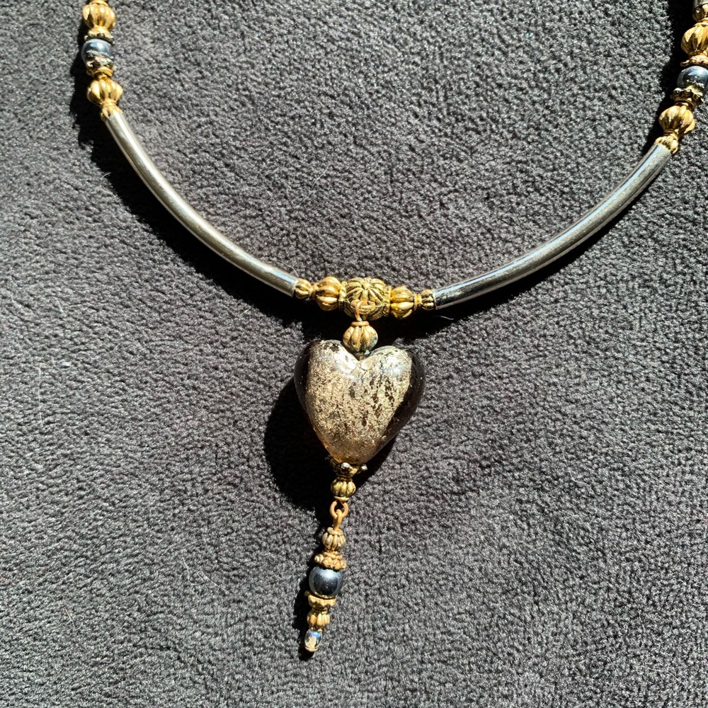 Silver and Gold-Tone Beaded Choker - Picture 5 of 5